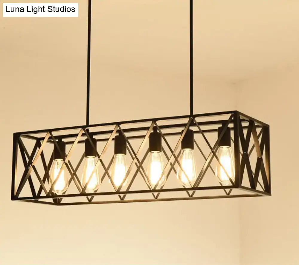 Industrial black cross framed pendant ceiling light for dining table