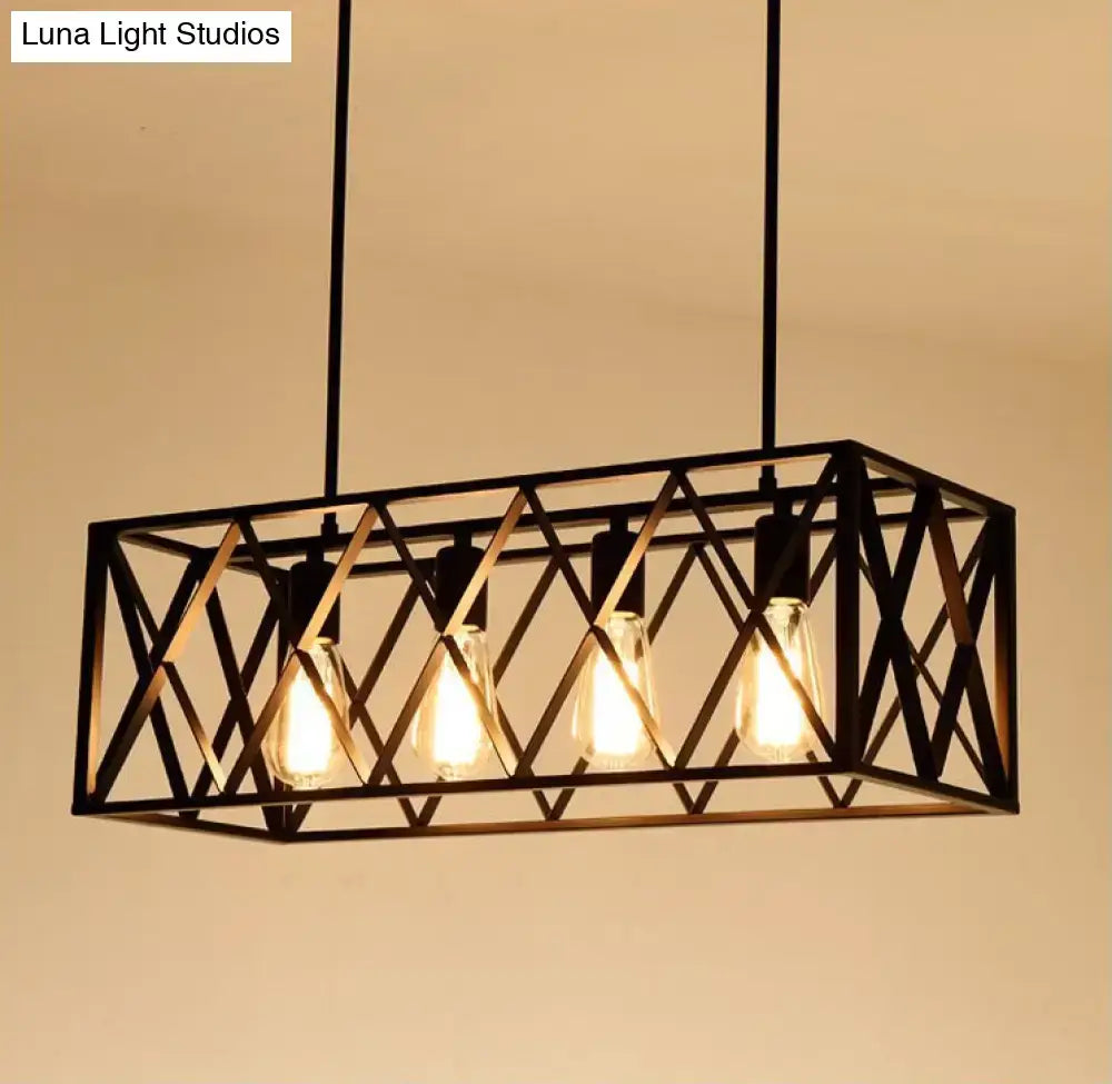Industrial black cross framed pendant ceiling light for dining table