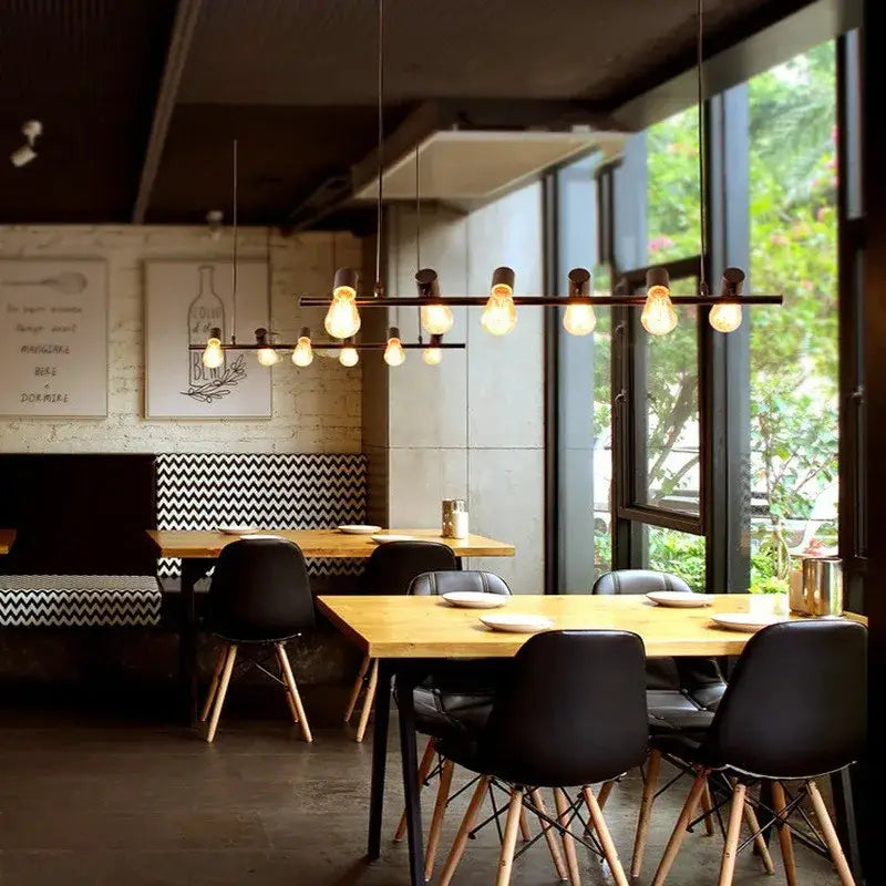 Industrial black kitchen island chandelier with edison bulbs