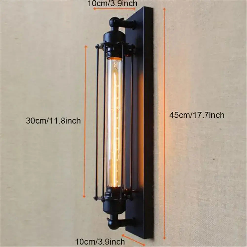 DecorBites™ Black Rustic Edison Bulb Wall Light with Metal Lampshade for Stair Kitchen