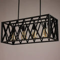 Industrial style black ironwork rectangular island light for kitchen