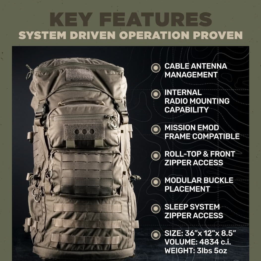 Eberlestock Mission Ruck Pack | Massive 80L Capacity & Radio-Ready Cable Routing | Full Modularity for Custom Gear Attachments