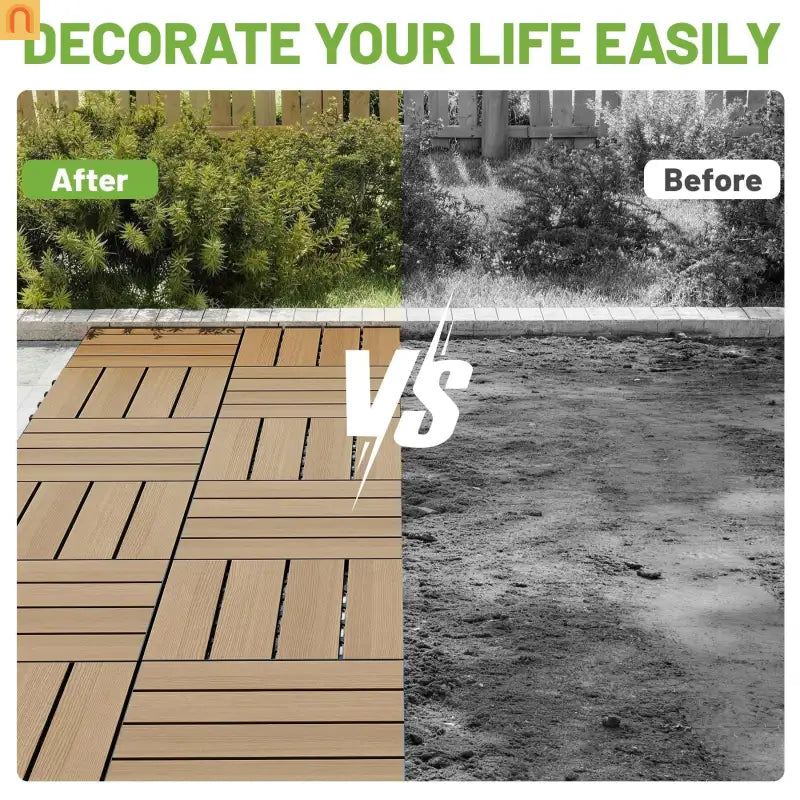 Outdoor Deck Tiles HDPE 12x12" Interlocking 36 Piece