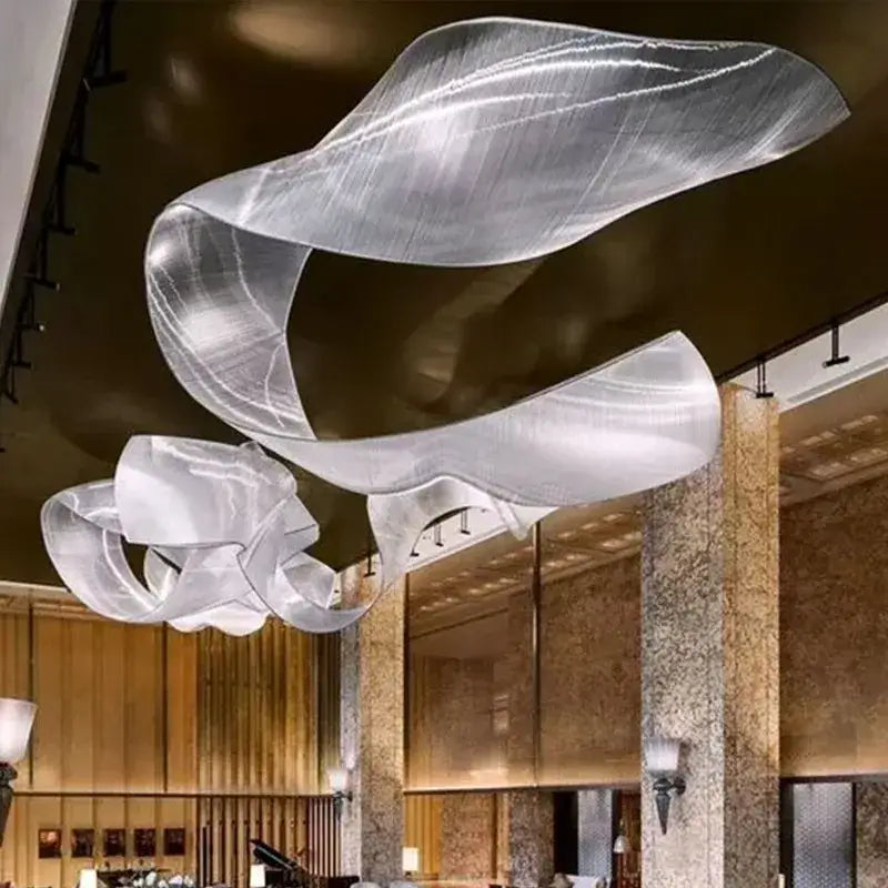 Iridescent ribbon chandelier pendant lights – living room lighting