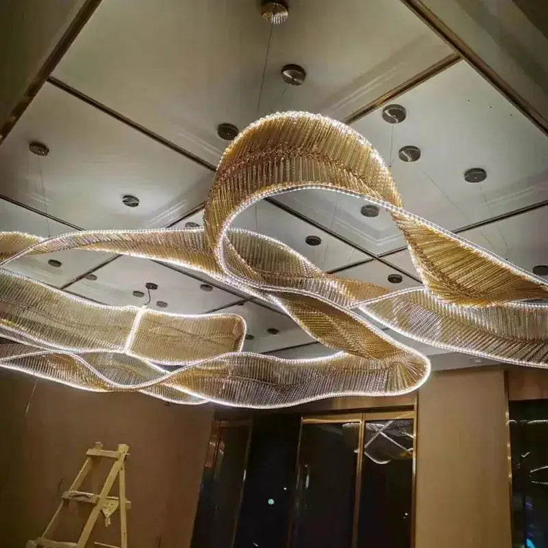 Iridescent ribbon chandelier pendant lights – living room lighting