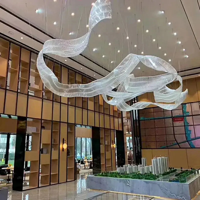 Iridescent ribbon chandelier pendant lights – living room lighting