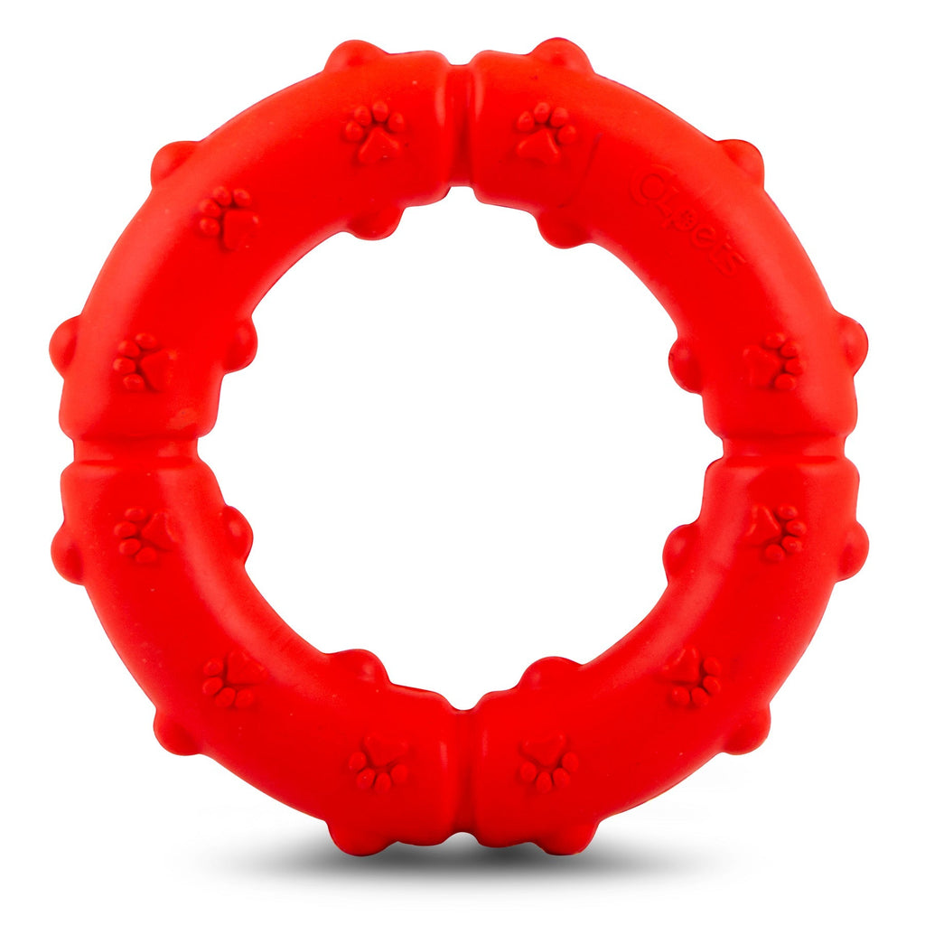 Jeffers Paw Ring Tugger Natural Rubber Dog Dental Chew & Fetch Toy
