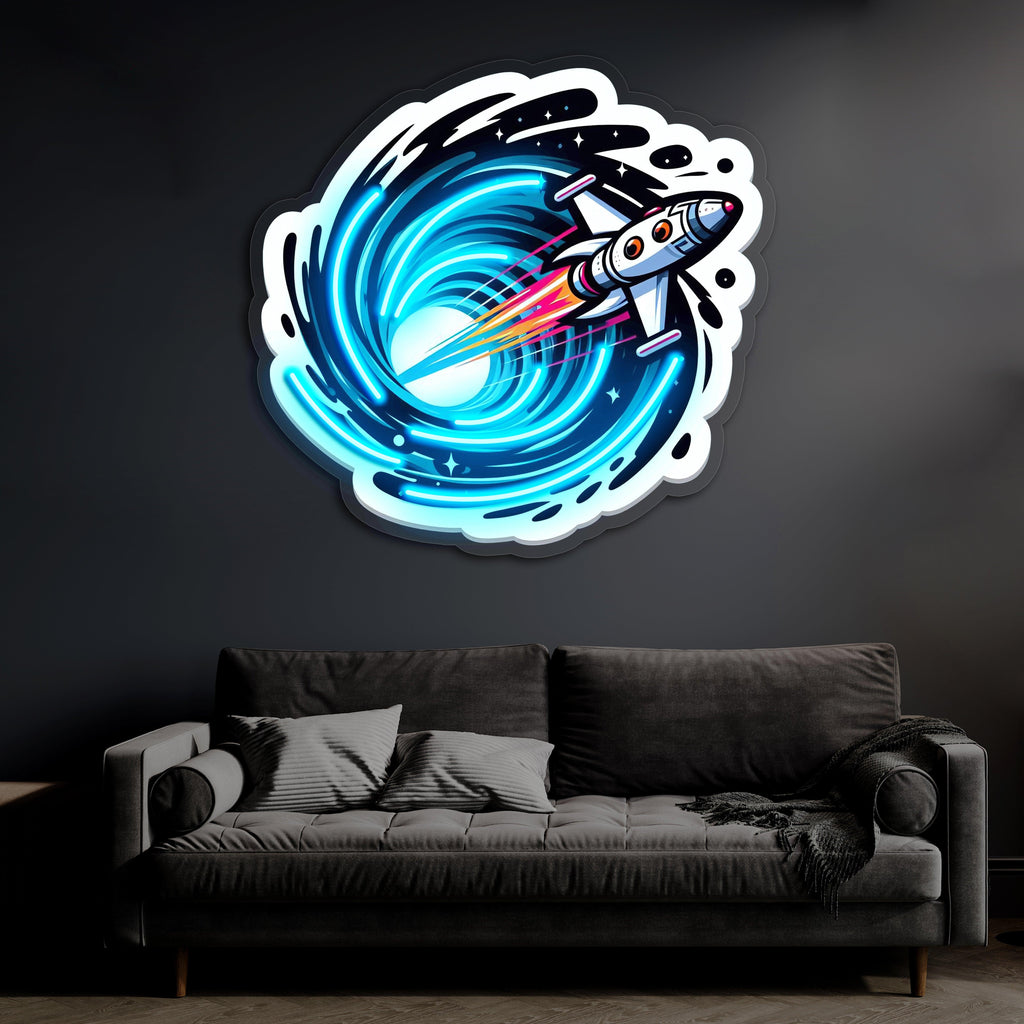 LED Neon Sign Space Jet UV Printed - Handmade Custom Acrylic Wall Art Home Decor
