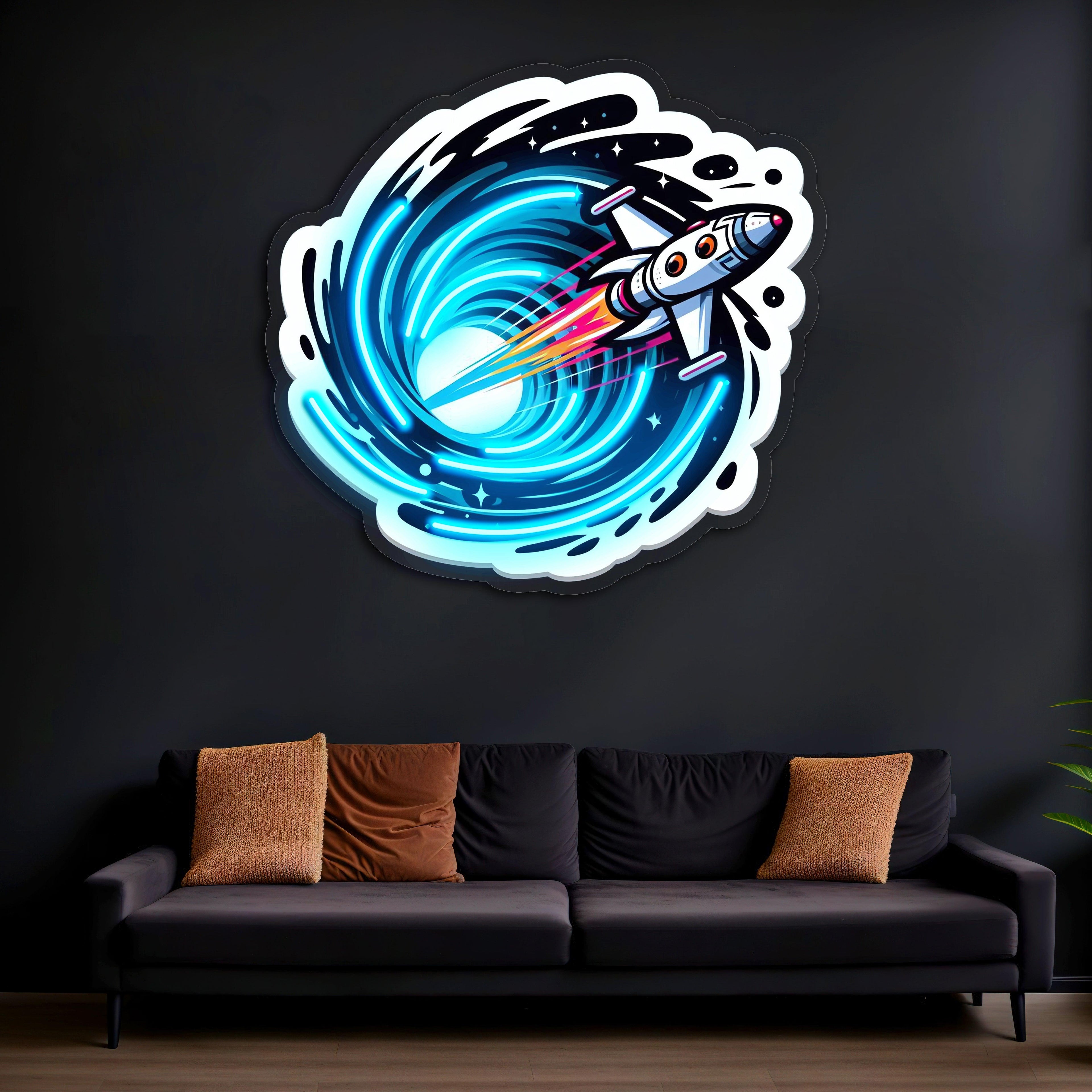 LED Neon Sign Space Jet UV Printed - Handmade Custom Acrylic Wall Art Home Decor
