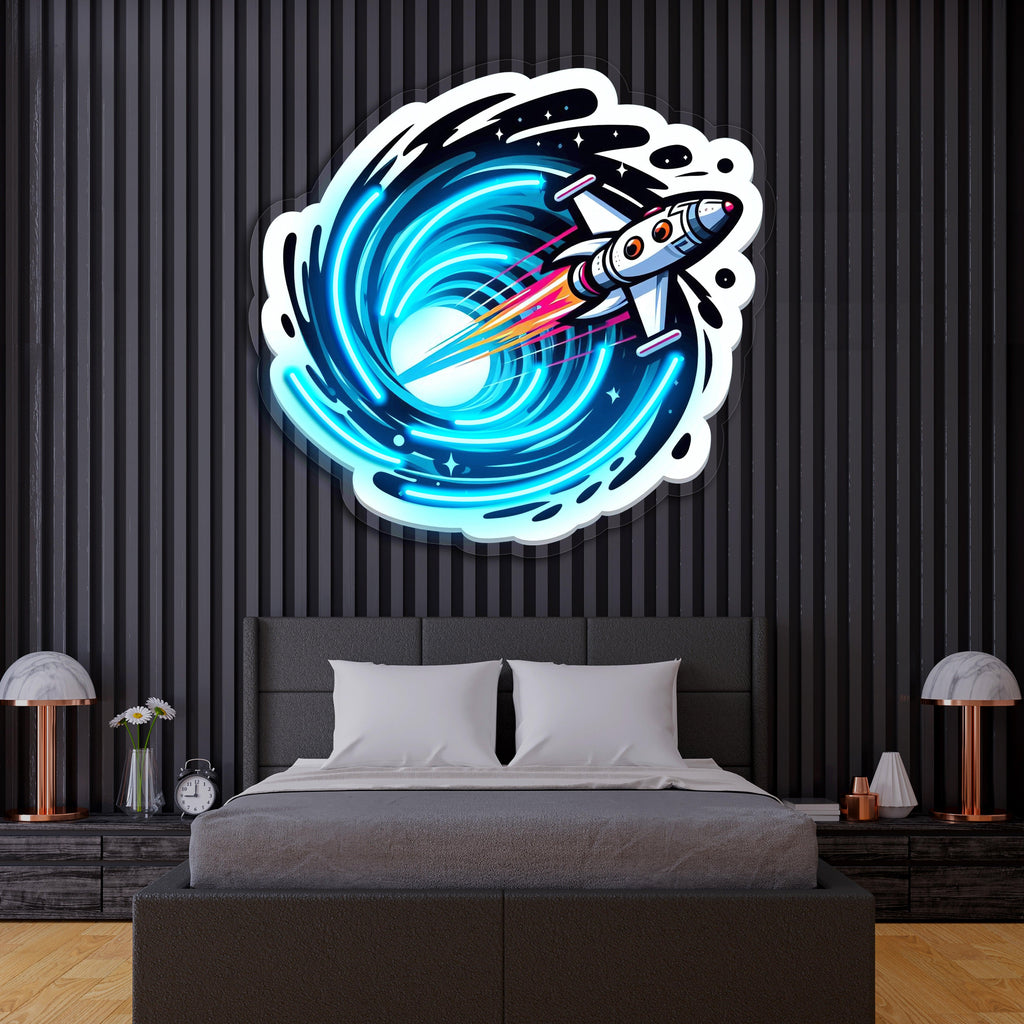 LED Neon Sign Space Jet UV Printed - Handmade Custom Acrylic Wall Art Home Decor