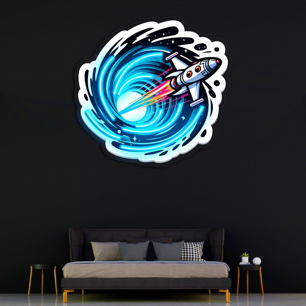 LED Neon Sign Space Jet UV Printed - Handmade Custom Acrylic Wall Art Home Decor