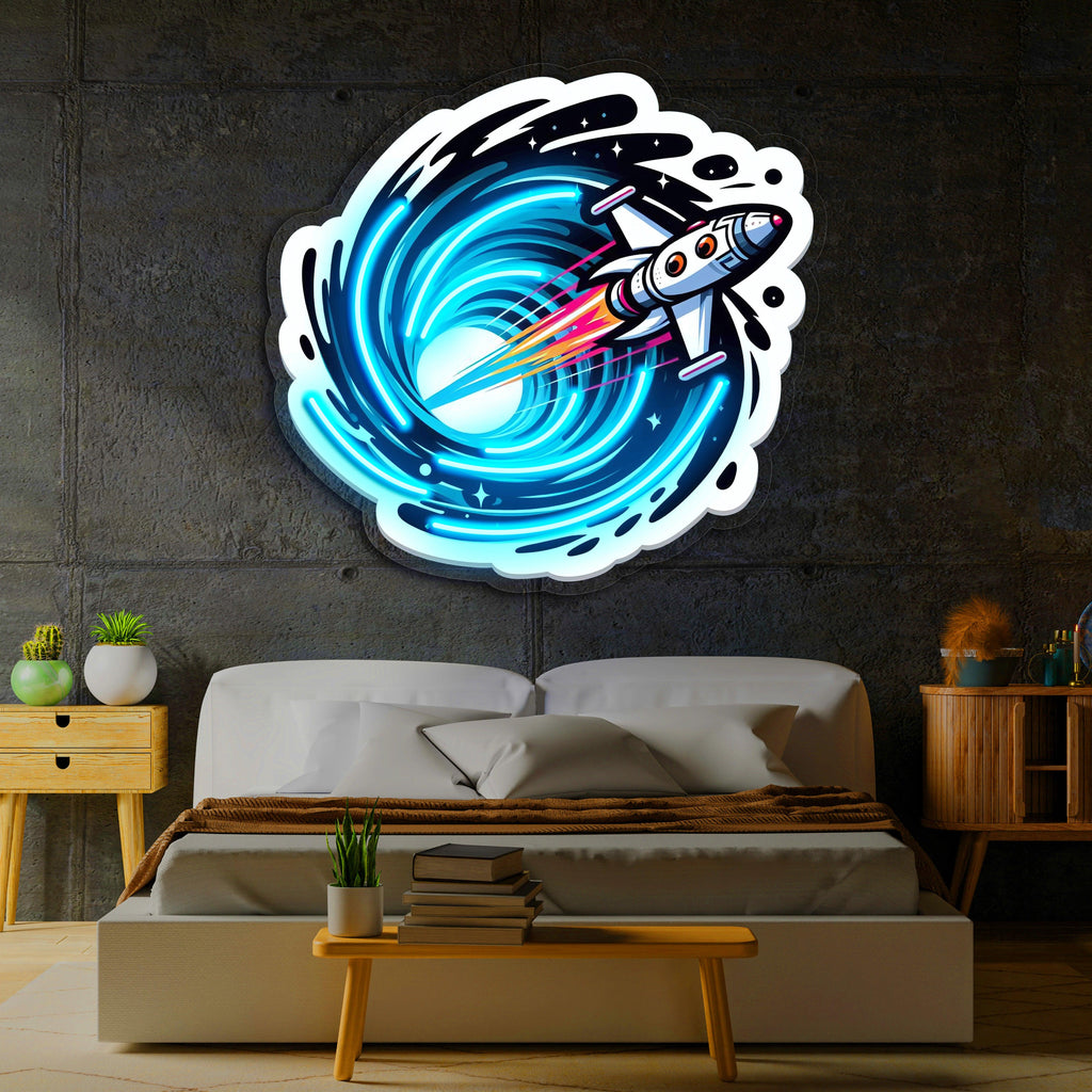 LED Neon Sign Space Jet UV Printed - Handmade Custom Acrylic Wall Art Home Decor