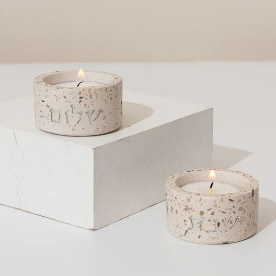 Handcrafted Terrazzo Candle Holder for Shabbat