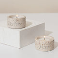 Designed Shabbat CandleHolder made of rich terrazzo in luxurious colors, featuring a "Shabbat Shalom" engraving – Terrazzo Model