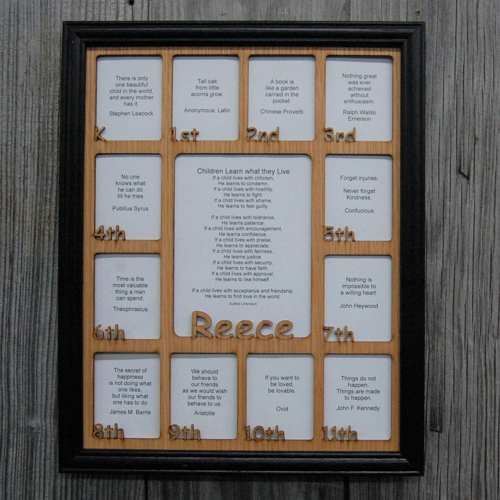 K-12th Grade School Years Picture Frame - Rectangular Openings - Holds 5x6.5 & 2.5x3 Photos  11"x14"