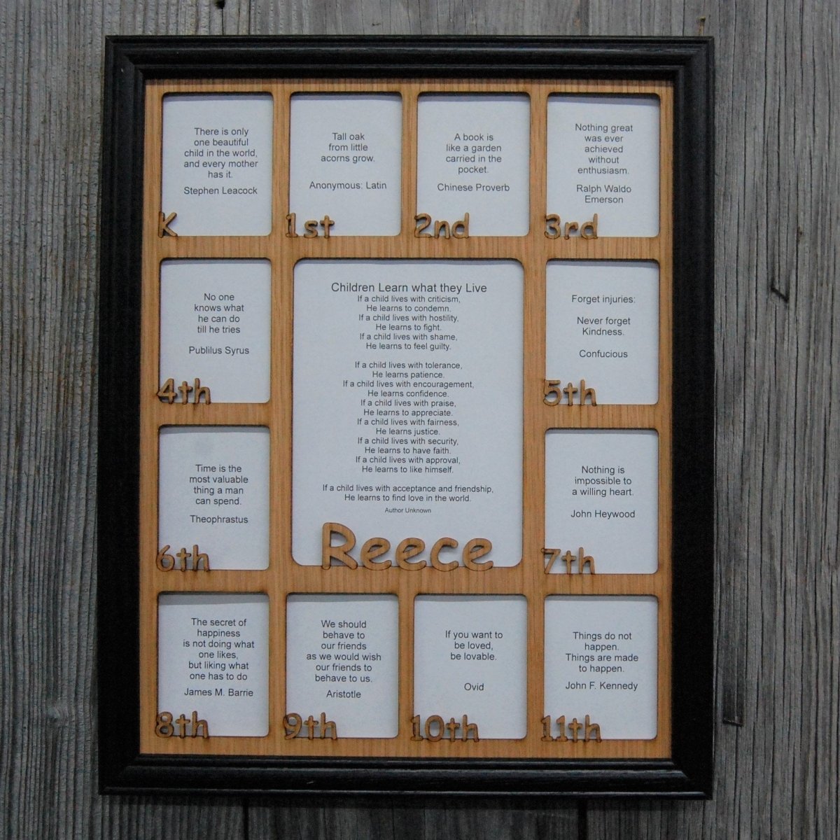 K-12th Grade School Years Picture Frame - Rectangular Openings - Holds 5x6.5 & 2.5x3 Photos  11"x14"