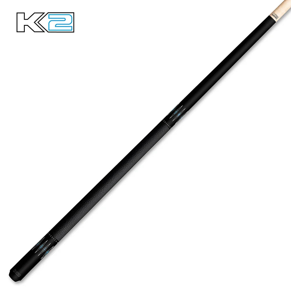 K2 Cue Matte Black, Silver & Blue Crystal Diamonds Design Black Linen Wrap