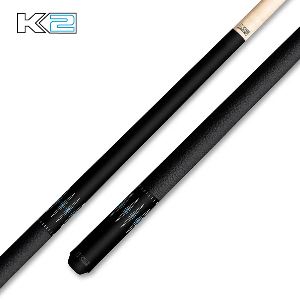 K2 Cue Matte Black, Silver & Blue Crystal Diamonds Design Black Linen Wrap