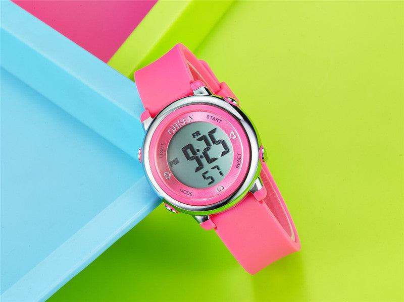 Kids Digital LED Fashion Sport Watch Cute Watch Waterproof Sports Outdoor 7 Colorful LED Electrical Watches With Luminous Alarm Stopwatch Child Sport Wristwatch