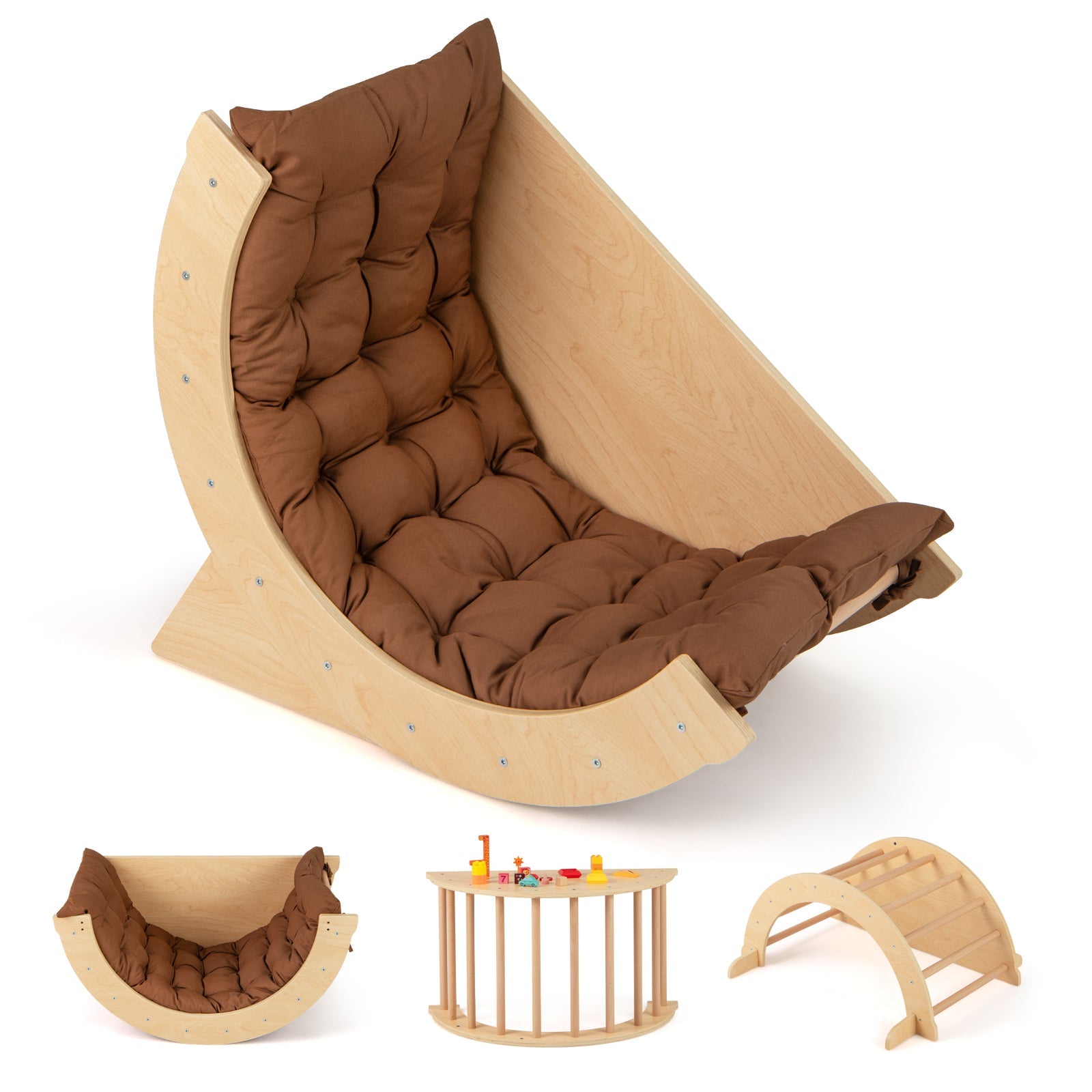 Kids Climbing Arch with Cushion Montessori Arch Climber/Rocker for Toddlers