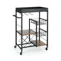 Kitchen Island Cart on Wheels with Removable Top and Wine Rack-Rustic Brown