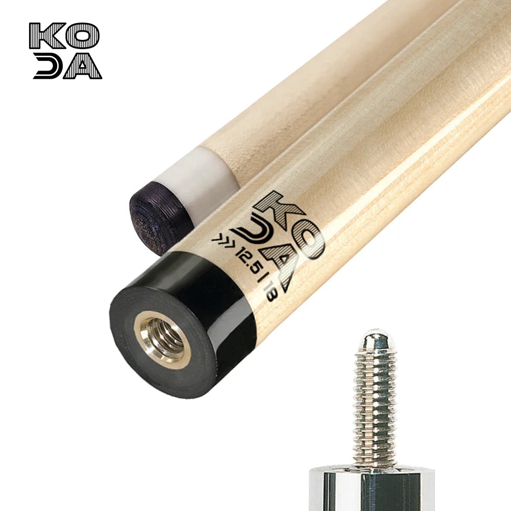 Koda Gray-Stained Maple with Black and Abalone Points Graphic Pool Cue - KD54