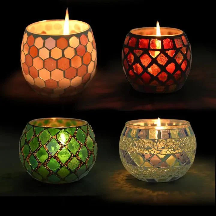 Mosaic Glass Tealight Holder - Wedding & Party Centerpiece