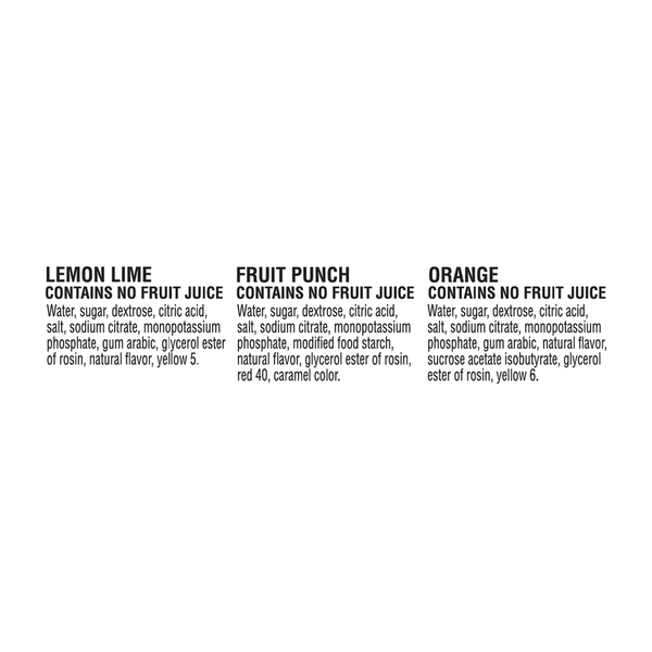 Gatorade Thirst Quencher, Lemon Lime, Fruit Punch, Orange, 18 Pack