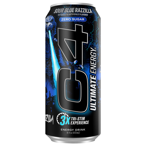 C4 Zero Sugar Sour Blue Razzilla Energy Drink