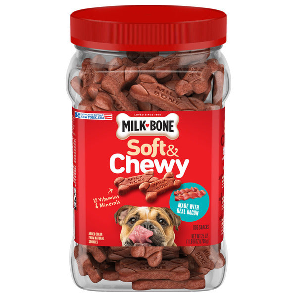 Milk-Bone Soft & Chewy Dog Treats, Made with Real Bacon, 25 Ounce Canister