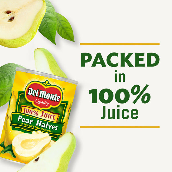 Del Monte Pear Halves in 100% Juice, Canned Fruit
