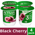 Activia Black Cherry Probiotic Yogurt, Delicious Low Fat Yogurt Cups to Help Support Gut Health, 4 oz, 4 Count