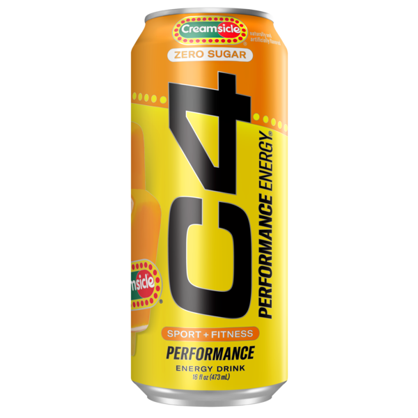 C4 Energy Yellow Can Carbonated Orange Creamsicle Performance Energy Drink
