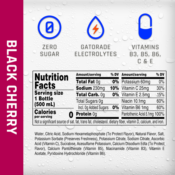 Propel Zero Sugar Electrolyte Water Beverage, Black Cherry,