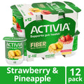 Activia Fiber Strawberry and Pineapple Probiotic Yogurt, Delicious Low Fat Yogurt Cups with Prebiotics to Help Support Gut Health, Variety Pack, 4 oz, 12 Count