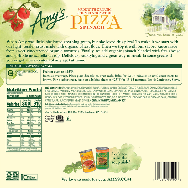 Amy's Kitchen Spinach Pizza