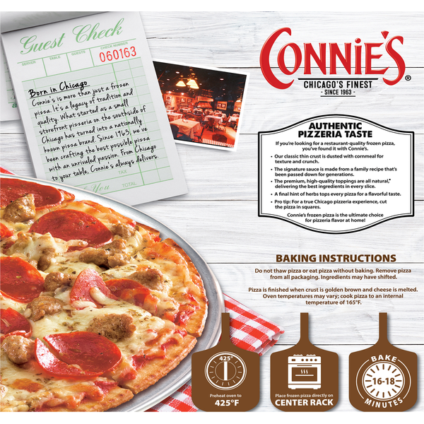Connie's Pizza Pizza, Sausage & Uncured Pepperoni, Classic Thin Crust