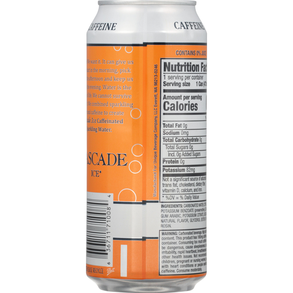 Cascade Ice Sparkling Water, Orange Mango, Caffeinated