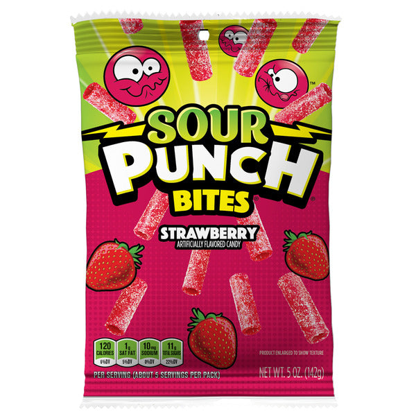 Sour Punch Strawberry Fruit Flavored, Chewy Candy