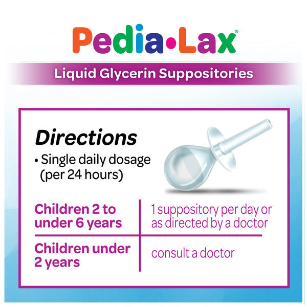 Pedia-Lax Laxative Liquid Glycerin Suppositories for Kids, Ages 2-5