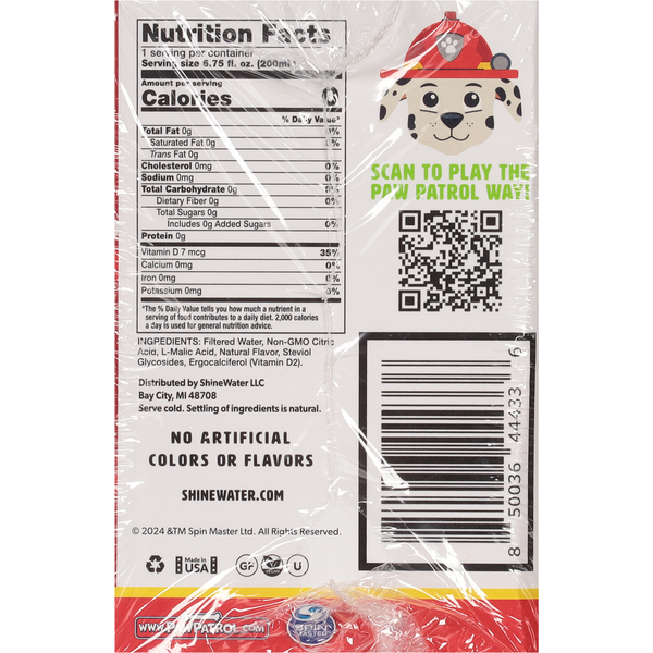 Shine Water Zero Sugar Paw Patrol Apple Berry Water