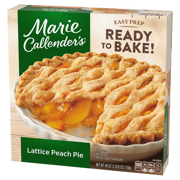 Marie Callender's Lattice Peach Pie Ready to Bake Frozen Dessert