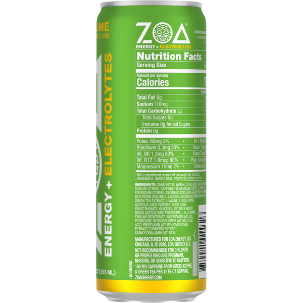 ZOA Lemon Lime Energy Drink