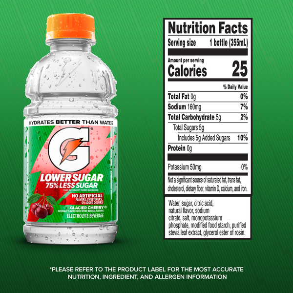 Gatorade Lower Sugar Glacier Cherry Sports Drink Mini Multipack Bottles