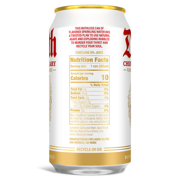 Liquid Death Soda-Flavored Sparkling Water, Cherry Obituary