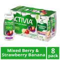 Activia ZERO 0g Added Sugar Strawberry Banana and Mixed Berry Probiotic Dailies, Low Fat Probiotic Yogurt Drinks With 0g Added Sugar to Help Support Gut Health, 3.1 fl oz, 8 Count