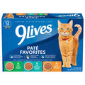9Lives Paté Favorites Wet Cat Food Variety Pack, 5.5 oz. Cans (Pack of 12)