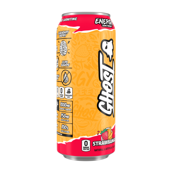 GHOST Zero Sugar Energy Drink, Strawbango