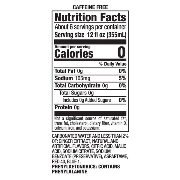 Canada Dry Zero Sugar Cranberry Ginger Ale Soda, 2 L bottle