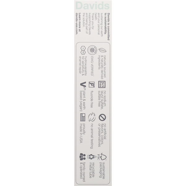 DAVID Sensitive + Whitening Natural Peppermint Toothpaste